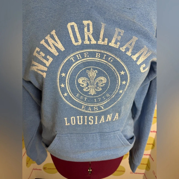 New Orleans Louisiana Sweatshirt Hoodie Denim Blue - Picture 2 of 6